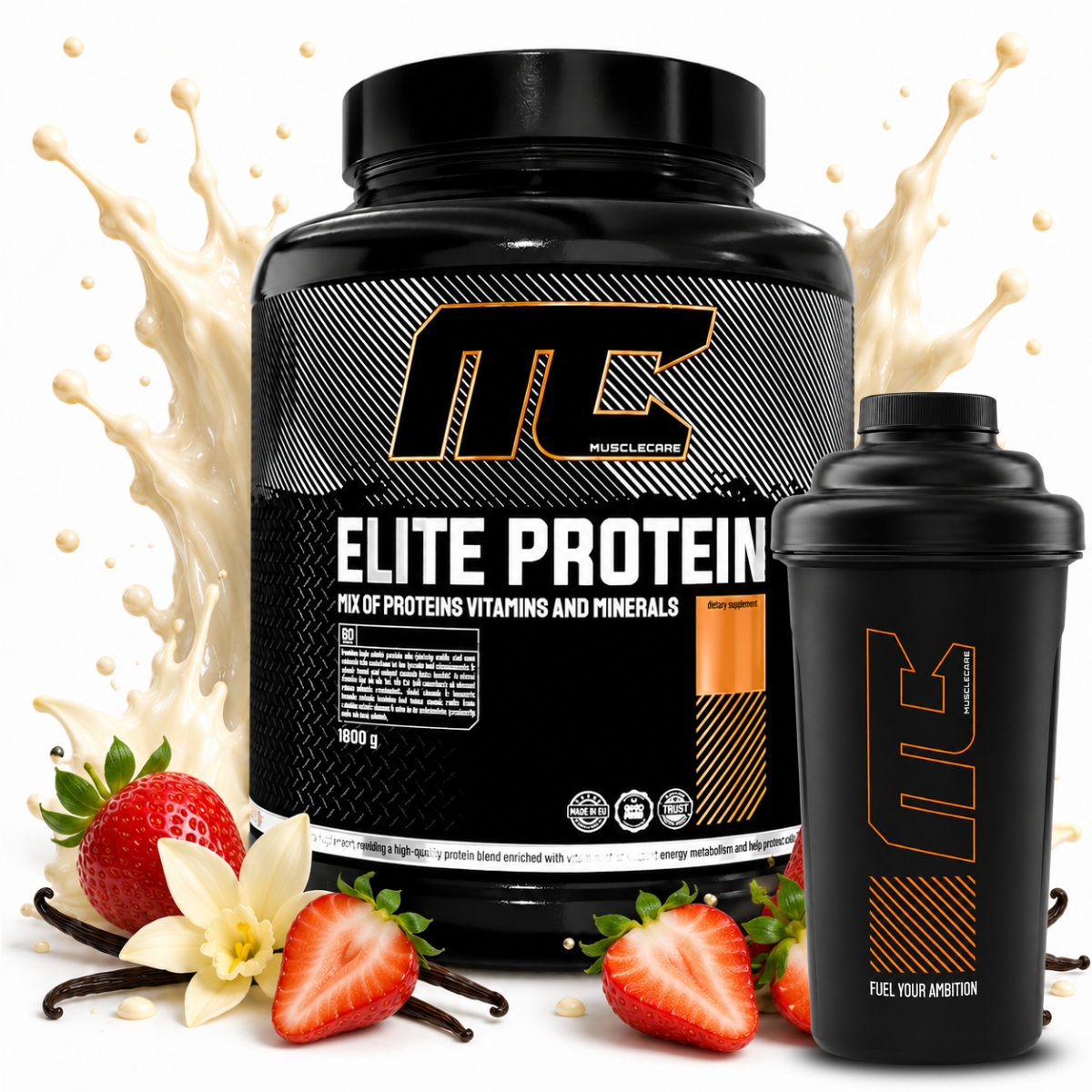 Protein Wpc Wpi Muscle Care Elite Protein 1800g Vanilka Jahoda Šejker