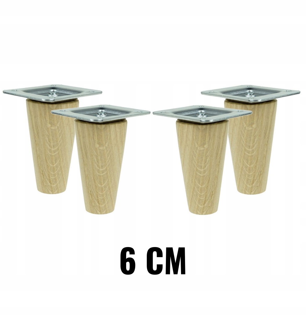

4x Noga nóżka drewniana dębowa prosta zestaw 6 cm