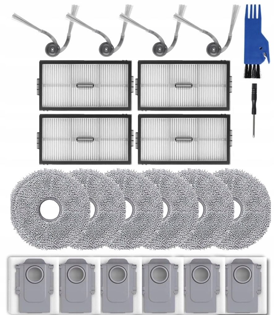Duży zestaw akcesoriów do Roborock Saros Z70 worki mopy filty szczorki