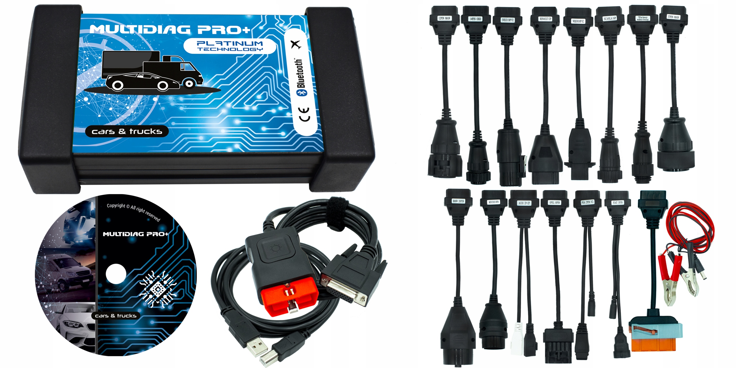 MULTIDIAG PRO+ PLATINUM 2024 POLSKI INTERFEJS UNIWERSALNY OBD + 16 KABLI