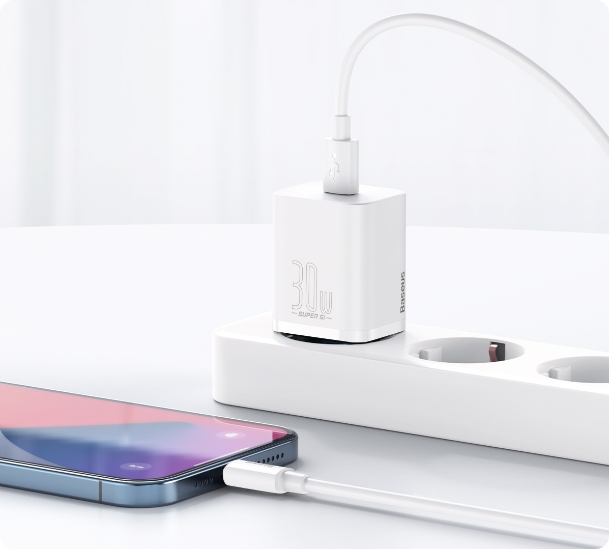 BASEUS SZYBKA ŁADOWARKA SIECIOWA DO TELEFONU ZASILACZ USB-C TYP-C 30W PD QC Przewód w zestawie nie