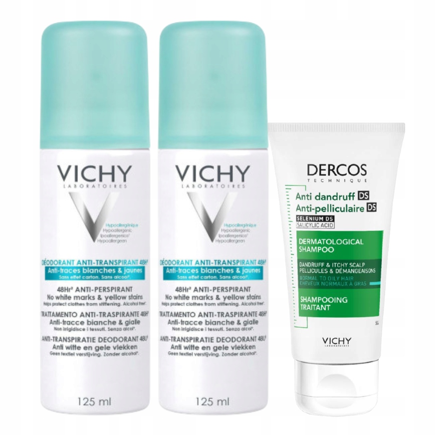 Antyperspirant Vichy Invisible Resist 48H przeciw śladom w sprayu 125ml x2