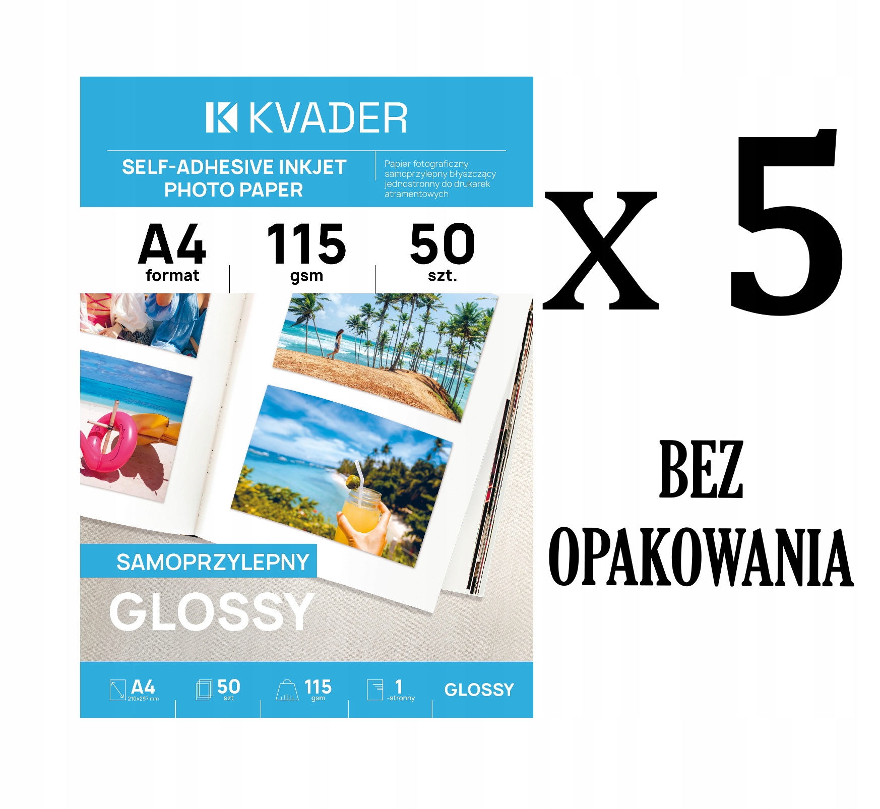 Samoprzylepny Papier Do Zdjęć Foto A4 Błysk 115g Do Atramentówki 250szt