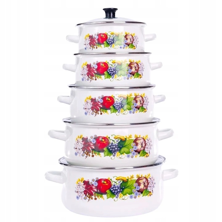 ZESTAW 5 DUŻYCH GARNKÓW EMALIOWANYCH Marka Edenberg