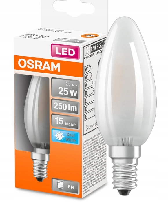 

Osram żarówka Led świeczka 2.5W 25W 4000K E14