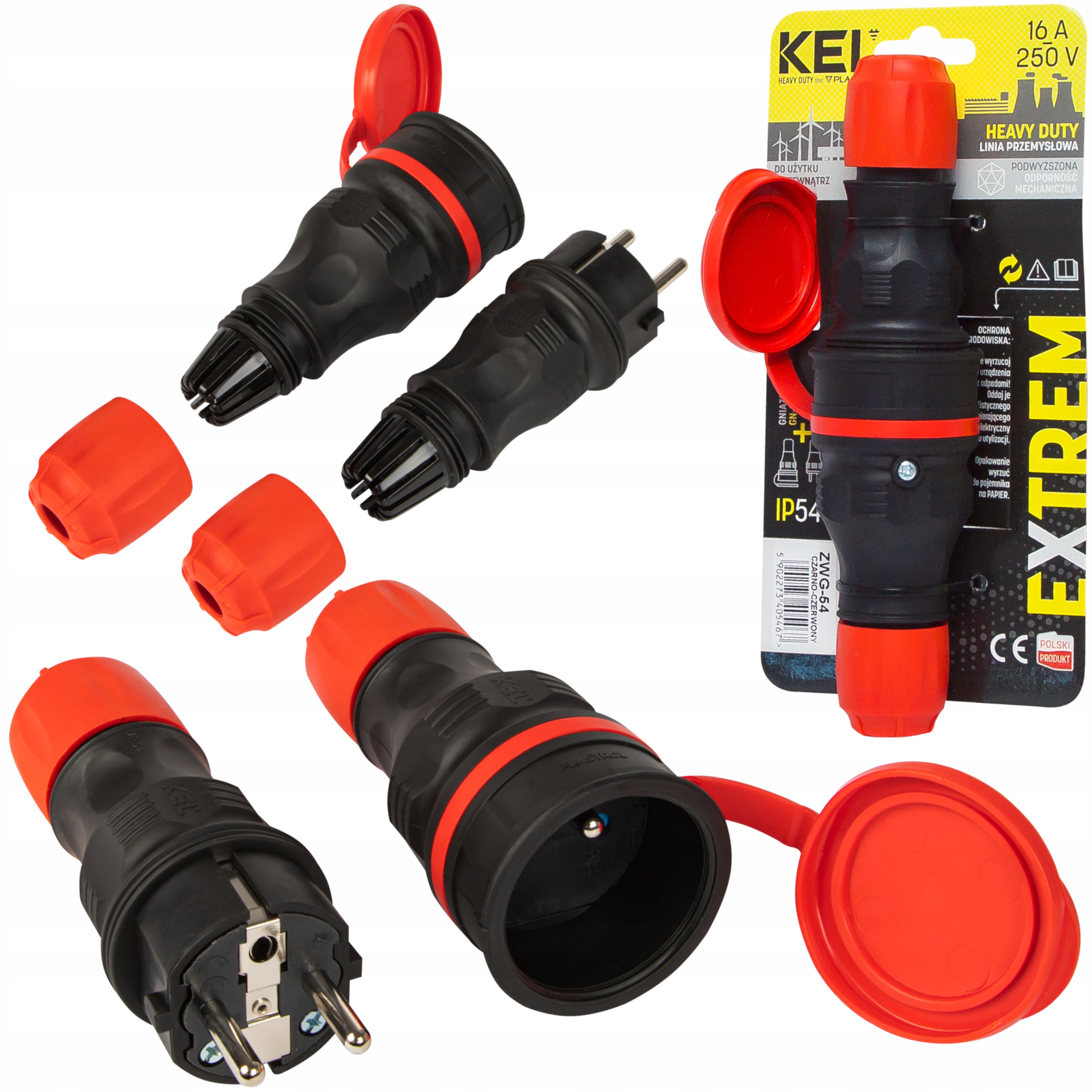 

Wtyczka gniazdo hermetyczne IP54 250V 16A czarna