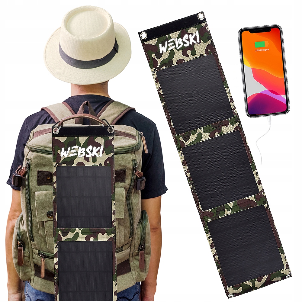 Ładowarka Słoneczna Do Telefonu Panel Solarny 10W 2xUSB Potrójny Składany