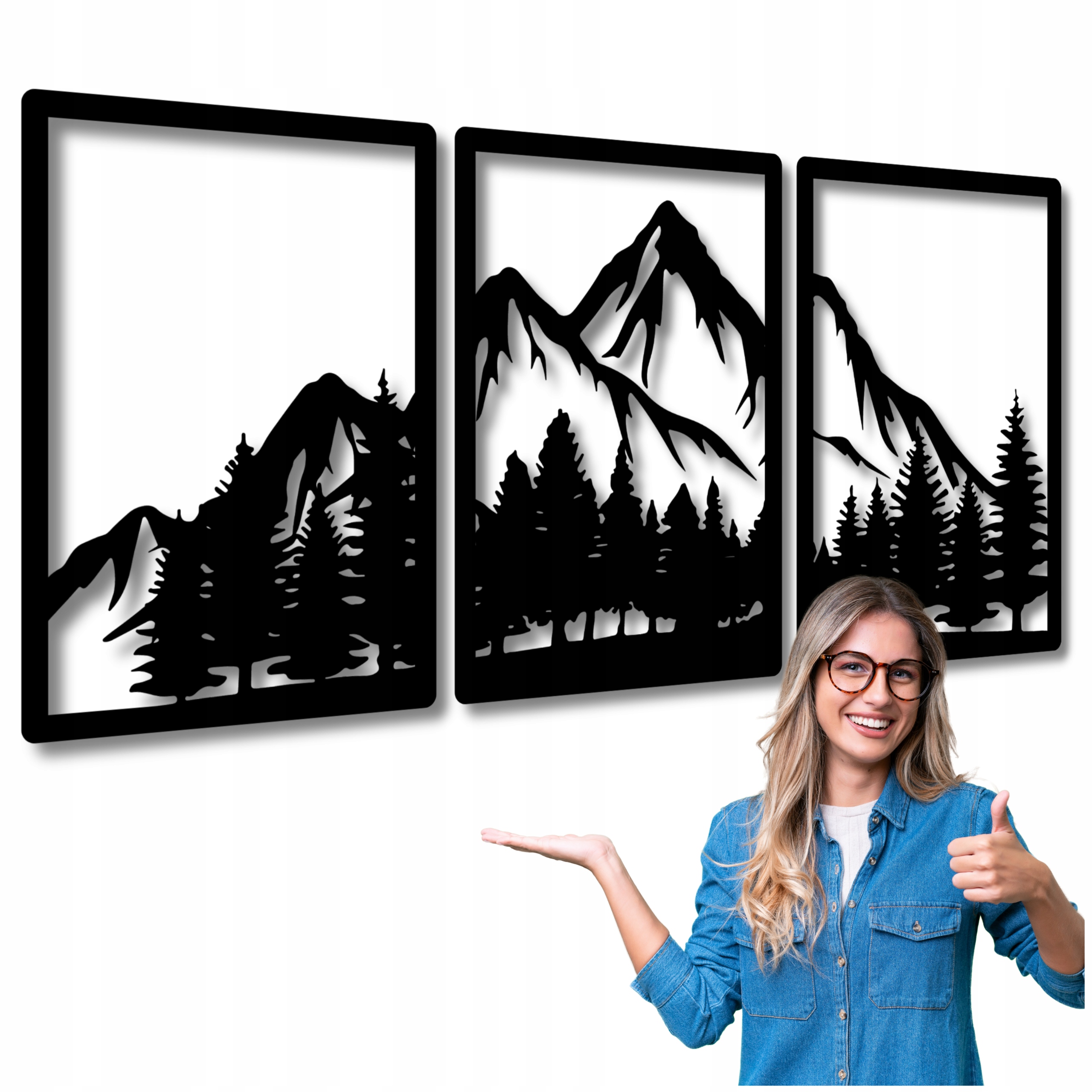 Ažurový Obraz Hory 150x70 cm Obrazy Do Obýváku Obraz Na Zeď Hory Trídílný