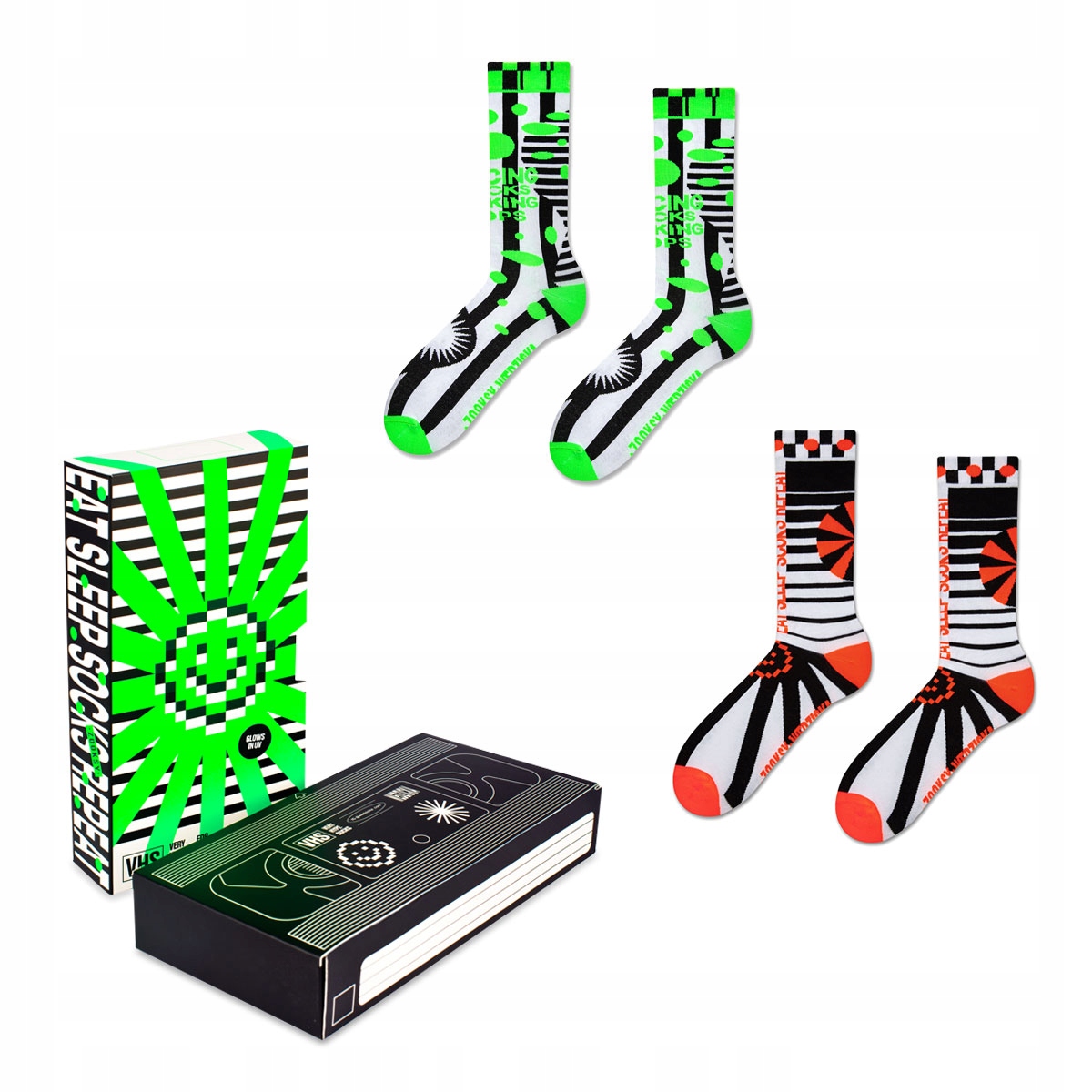 

Zooksy Skarpetki Damskie Fluo Świecące Box Vhs
