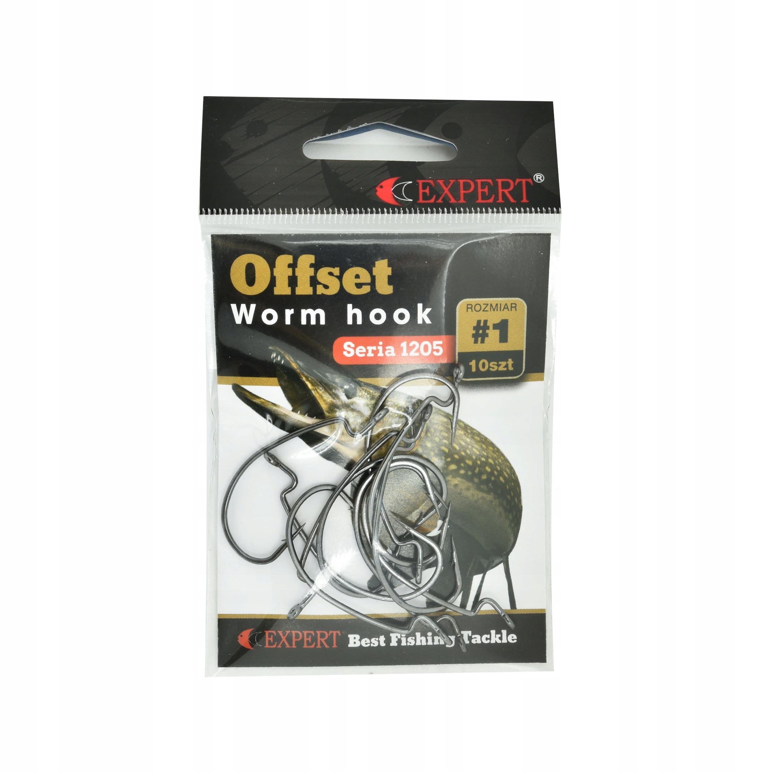 Haki Expert Offset Worm 1205 rozm.#1 czarne 10szt. na boczny trok