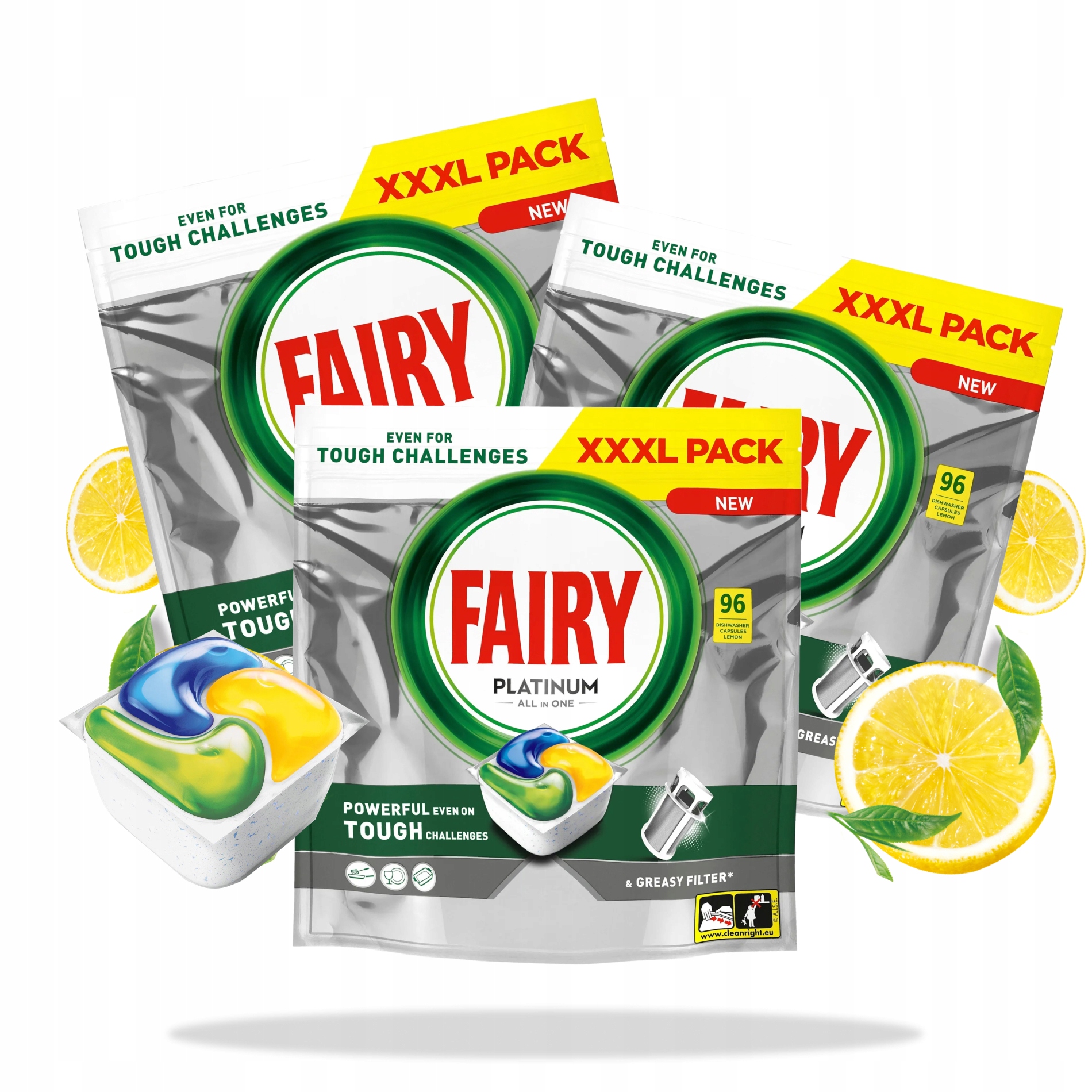 Levně Kapsle Do Myčky Fairy Platinum All In One 3x96 Ks Účinné