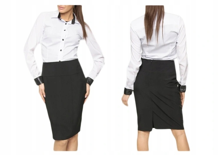 ELEGANCKA GŁADKA SPÓDNICA OŁÓWKOWA CZARNA r.40