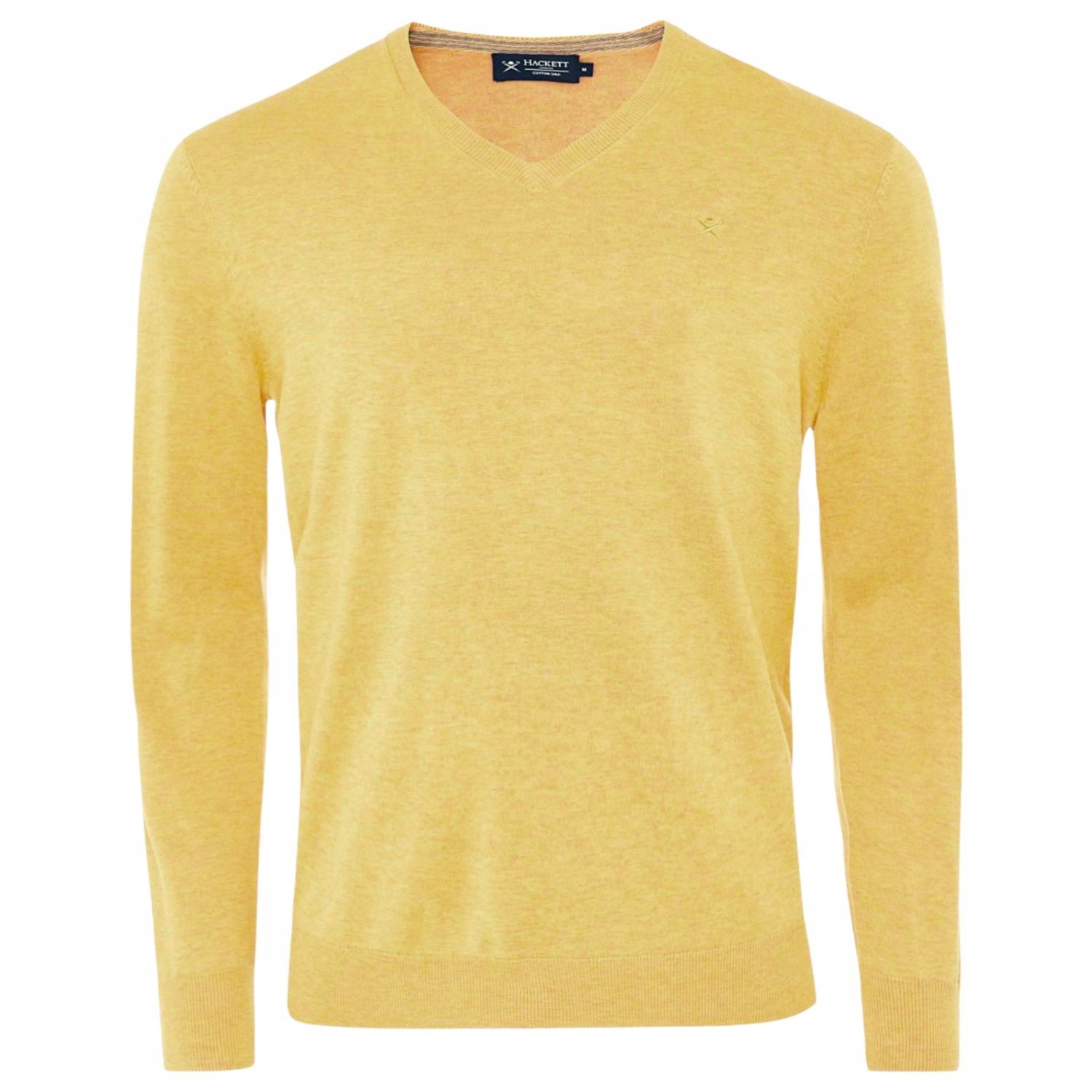 Pánský svetr Hackett London V-neck žlutý bavlněný hedvábí tenký vel. S