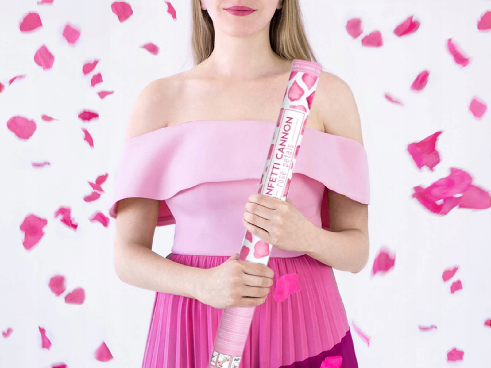 TUBY STRZELAJĄCE RÓŻOWE PŁATKI RÓŻ ARMATKA WYSTRZAŁOWA NA ŚLUB WESELE 80cm Marka inny