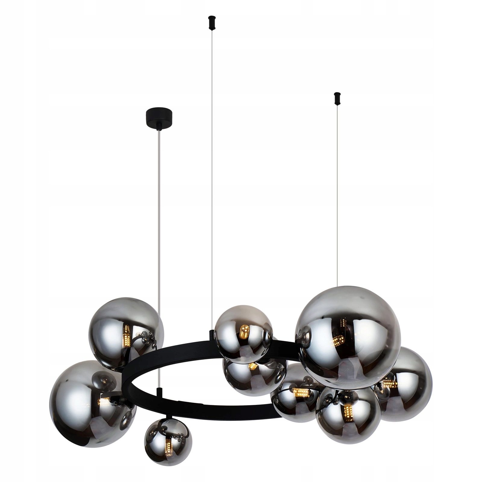 Kulatá moderní lampa s bublinkovými stínítky Bubbles, černá stínidla, sada