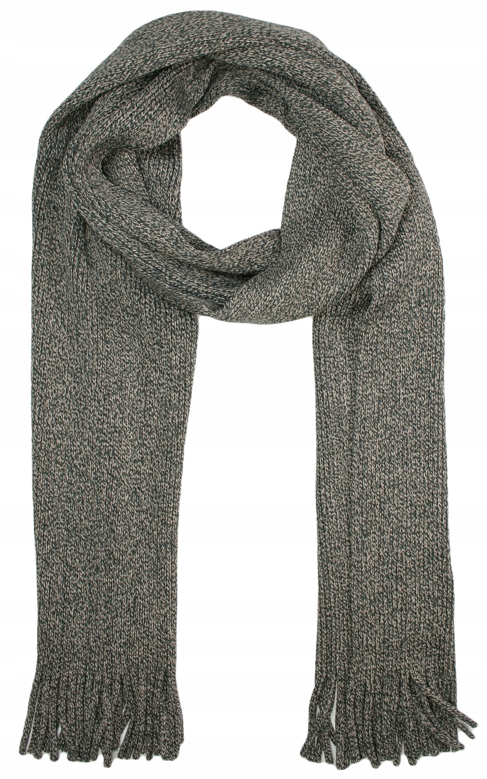 Szary Dziergany Szalik z Frędzlami V.Fraas