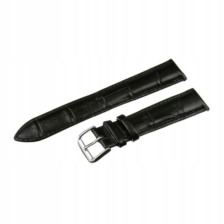 PASEK SKÓRZANY DO ZEGARKA SMARTWATCHA 22mm UNIWERSALNY CZARNY + TELESKOP Grubość 3.5 mm