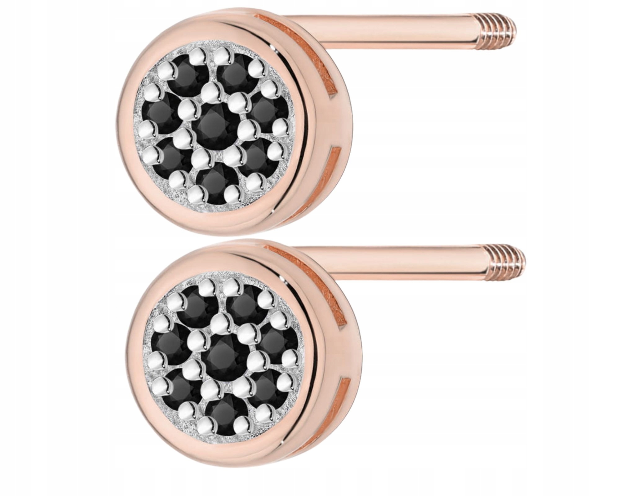 Růžové Zlato Náušnice S Černým Briliantem Šroubovací Tyčinka Zlato 585 Dárek