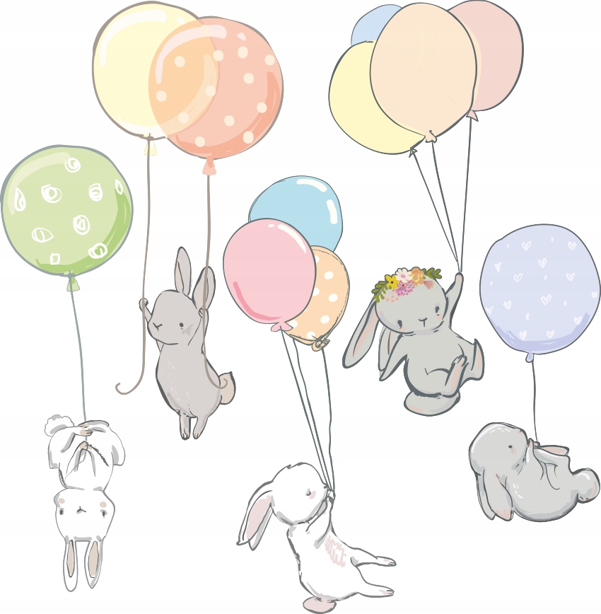 

Nalepki Zające balony Zestaw ścianę dla dziecka S