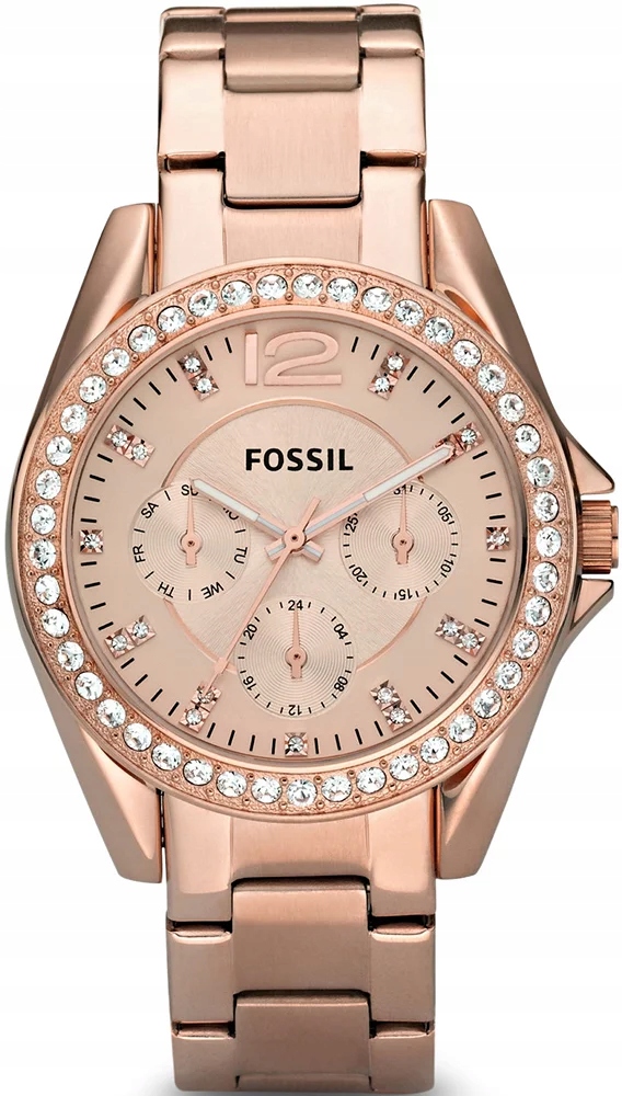 Fossil dámské hodinky Rose Gold/Rose Riley ES2811