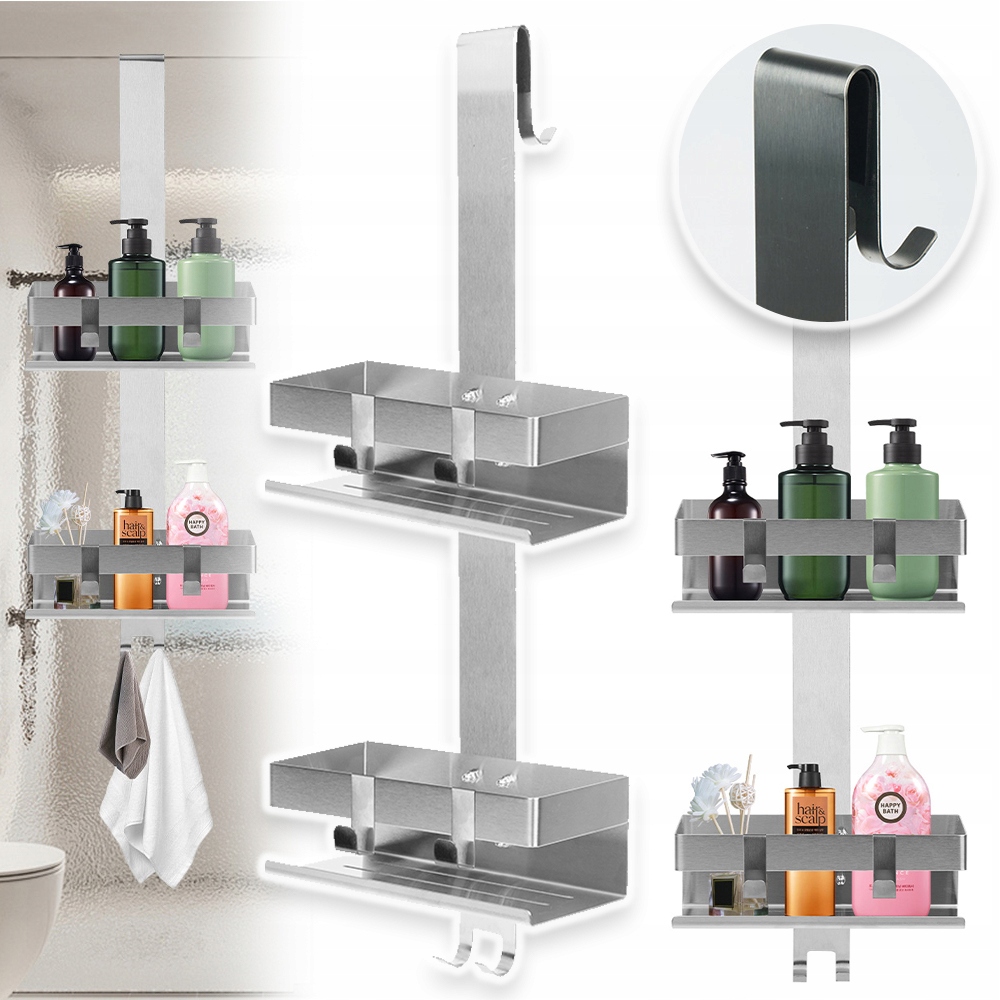 Závěsná Koupelnová Polička Pod Sprchou 2-ÚROVŇOVÝ Ocelový Organizér