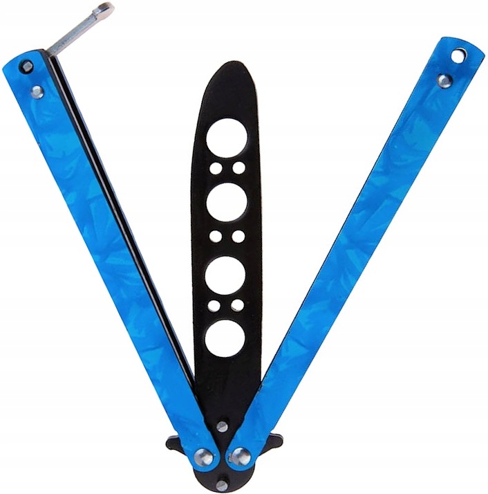 Nóż Motylek Bsh Treningowy Balisong 420 Tępy Alu Niebieski N500S