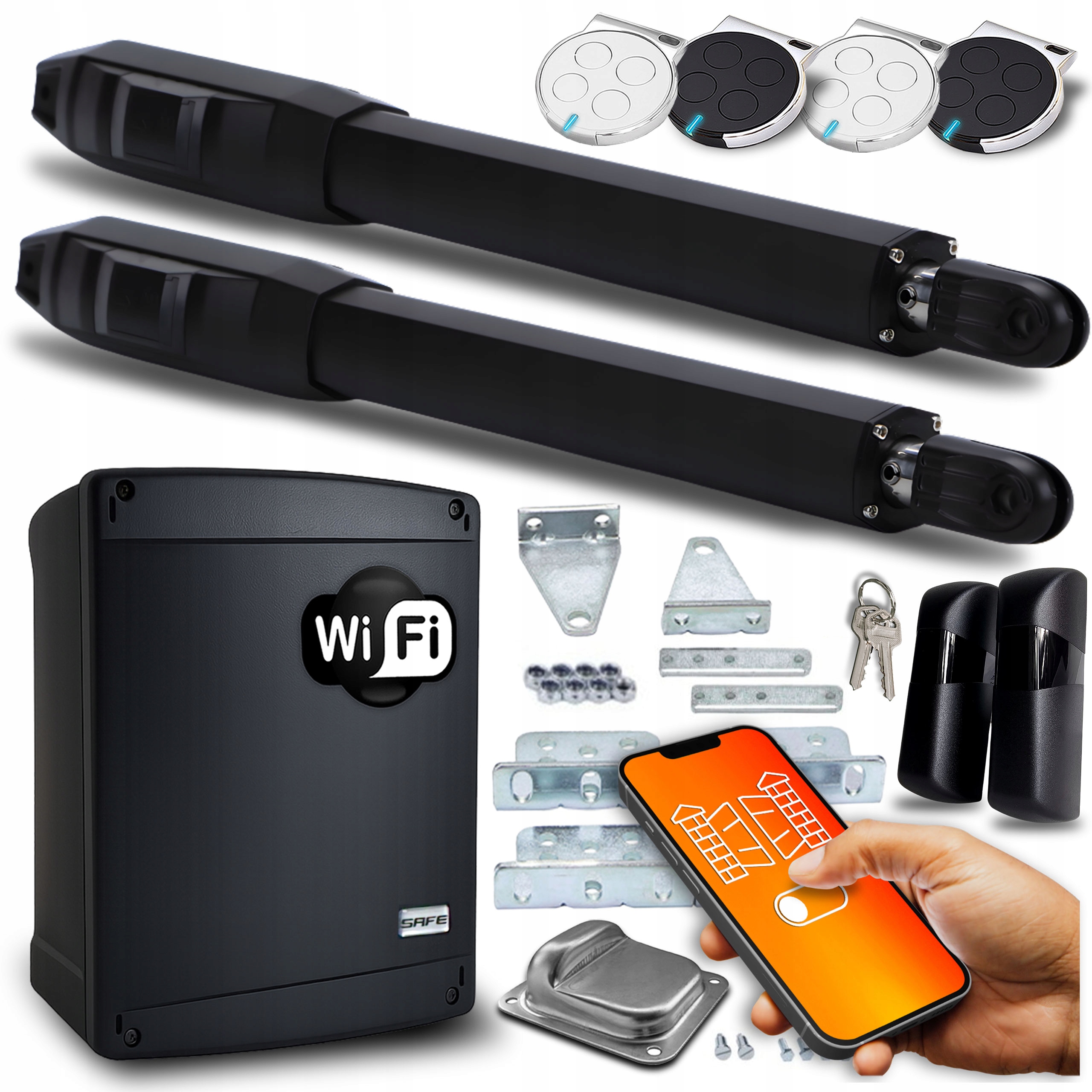Set Pohon Pro Dvoukřídlovou Bránu Wifi Tuya 4 ovladače automat 8 m 200 Kg