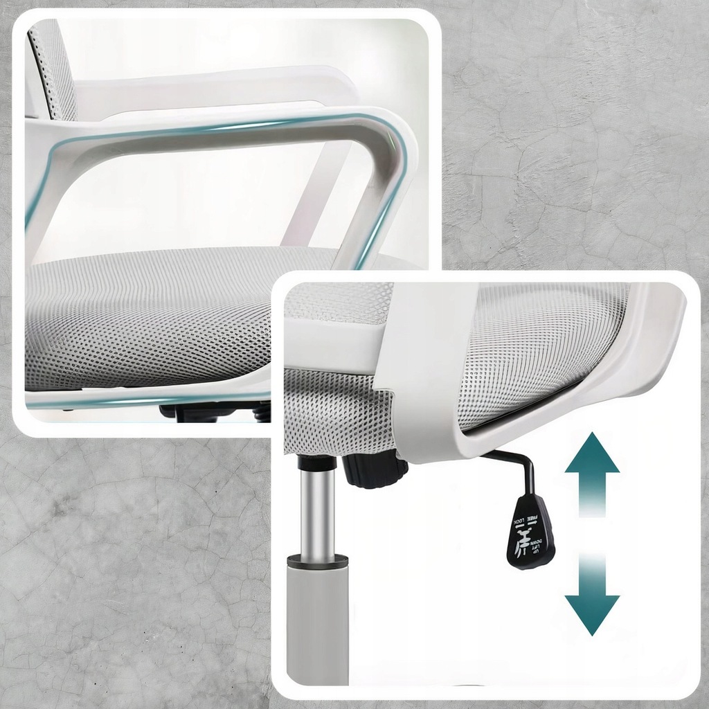 FOTEL OBROTOWY BIUROWY KRZESŁO BIUROWE OBROTOWE DO BIURKA DLA DZIECKA Głębokość mebla 48 cm