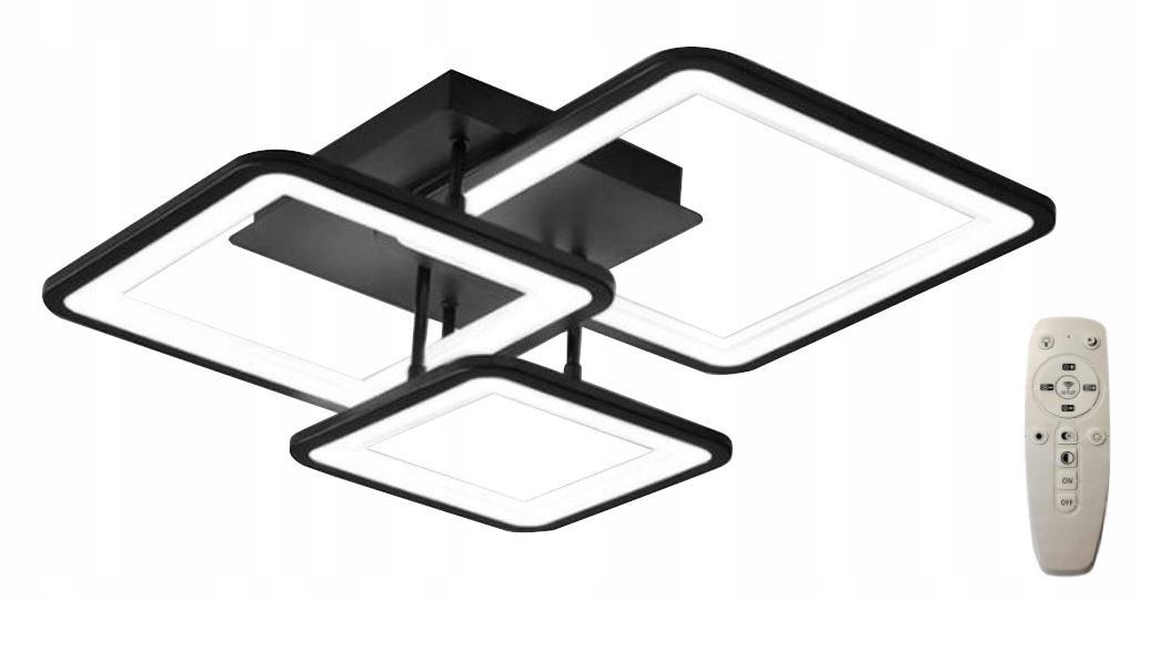 Stropní Svítidlo Stropní Svítidlo Lustr Černé Led Dálkový Ovladač 3 Barvy Čtverce