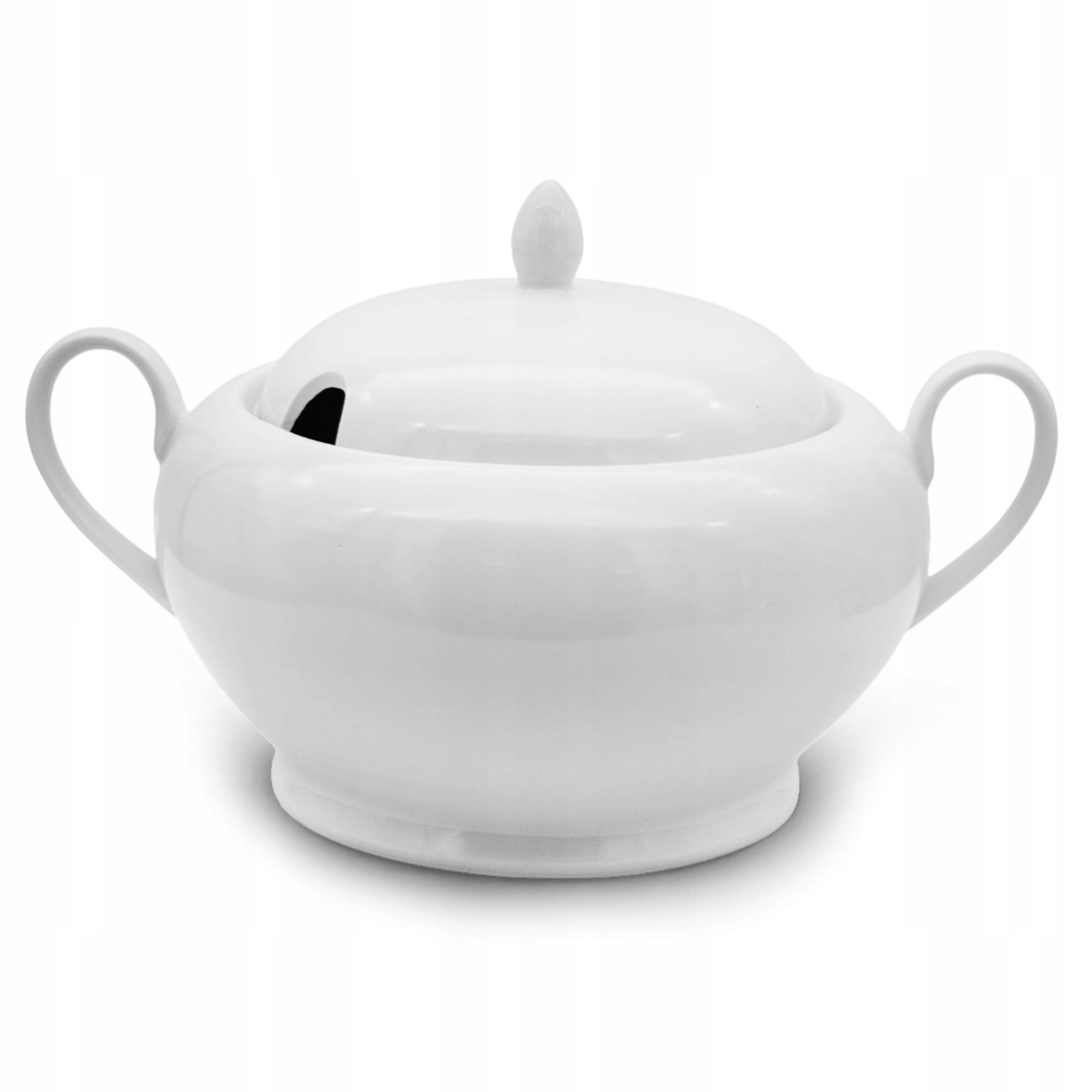 Porcelánová váza kulatá s víkem a úchyty, bílá, na polévku, 3 l Tragar