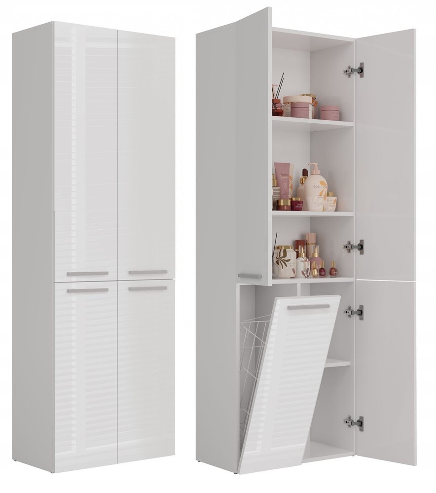 SZAFKA ŁAZIENKOWA REGAŁ Z KOSZEM NA PRANIE 60cm