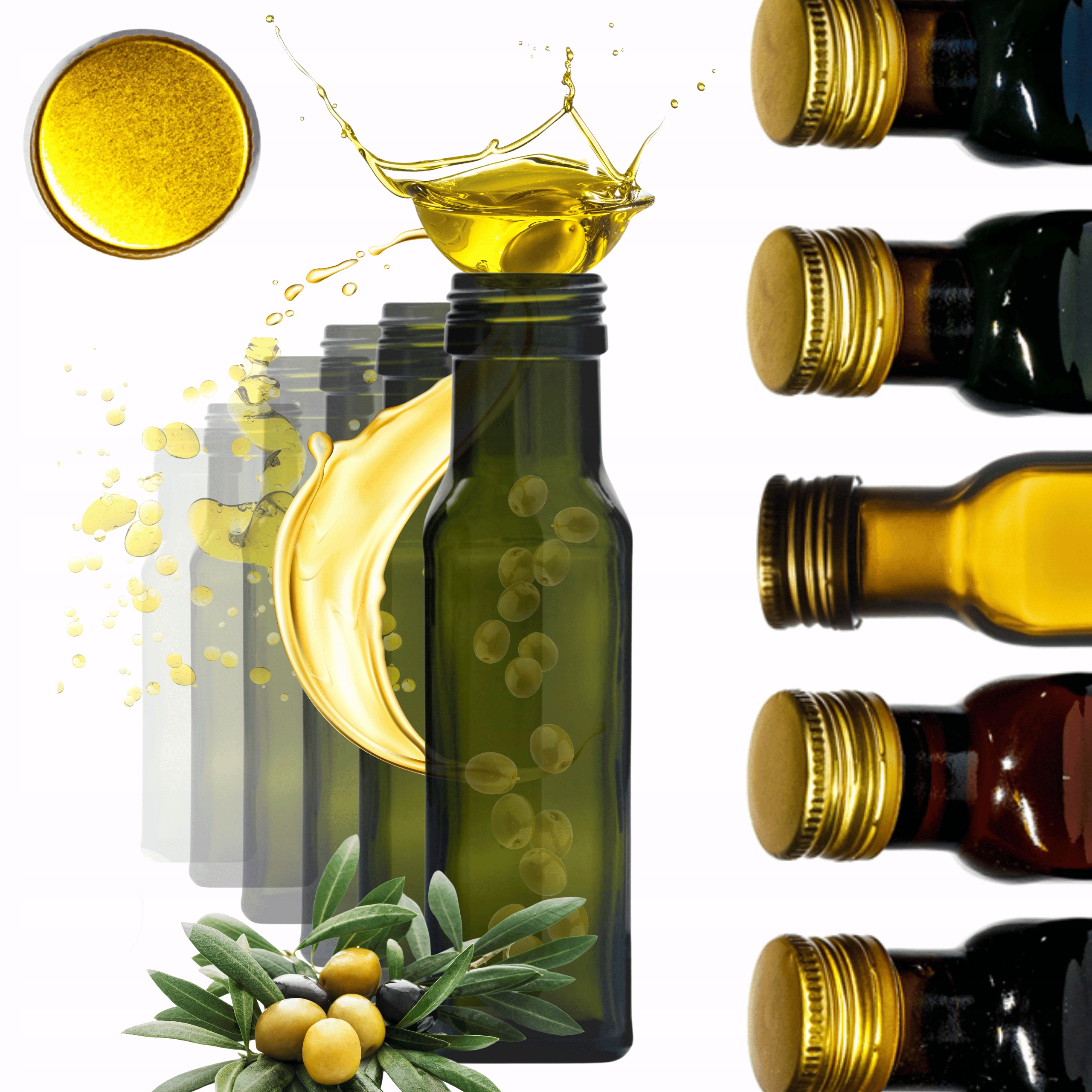 Fľaše 100 ml štvorcové zelené marasky na olej a olivový olej fi31 60ks