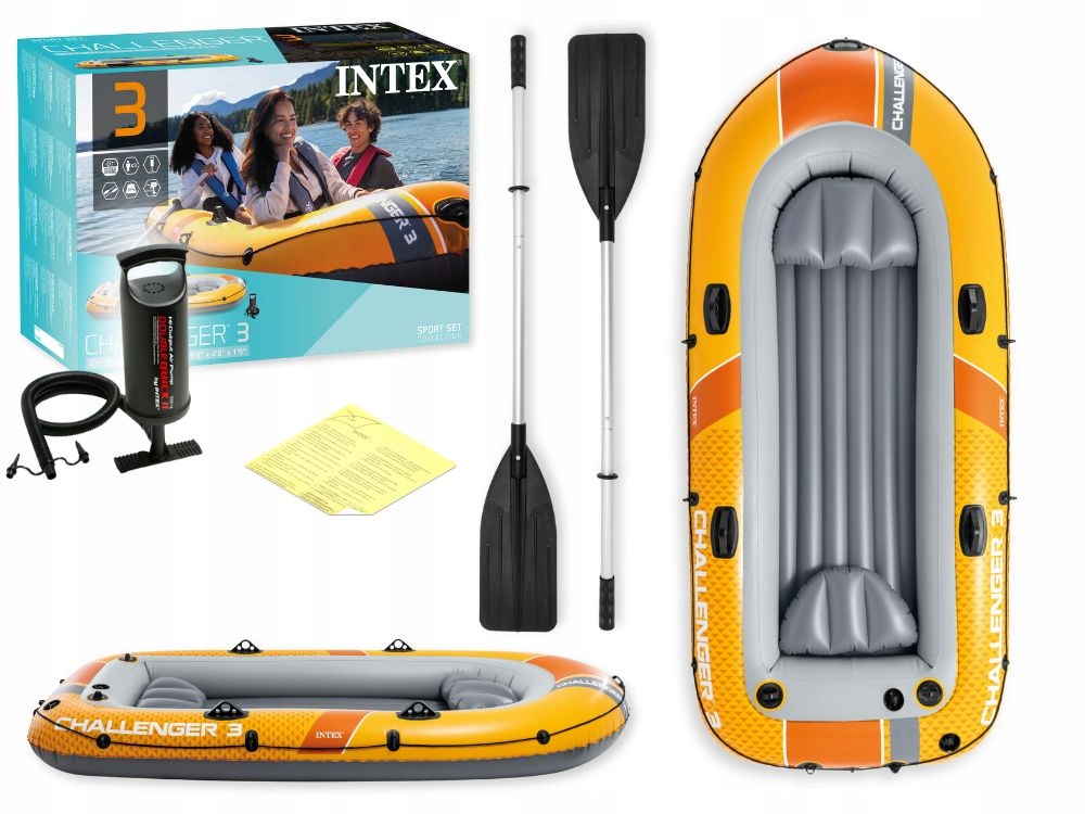 Ponton Wędkarski Challenger 3os. Intex Pompka Wiosła 66313 New Model 2026