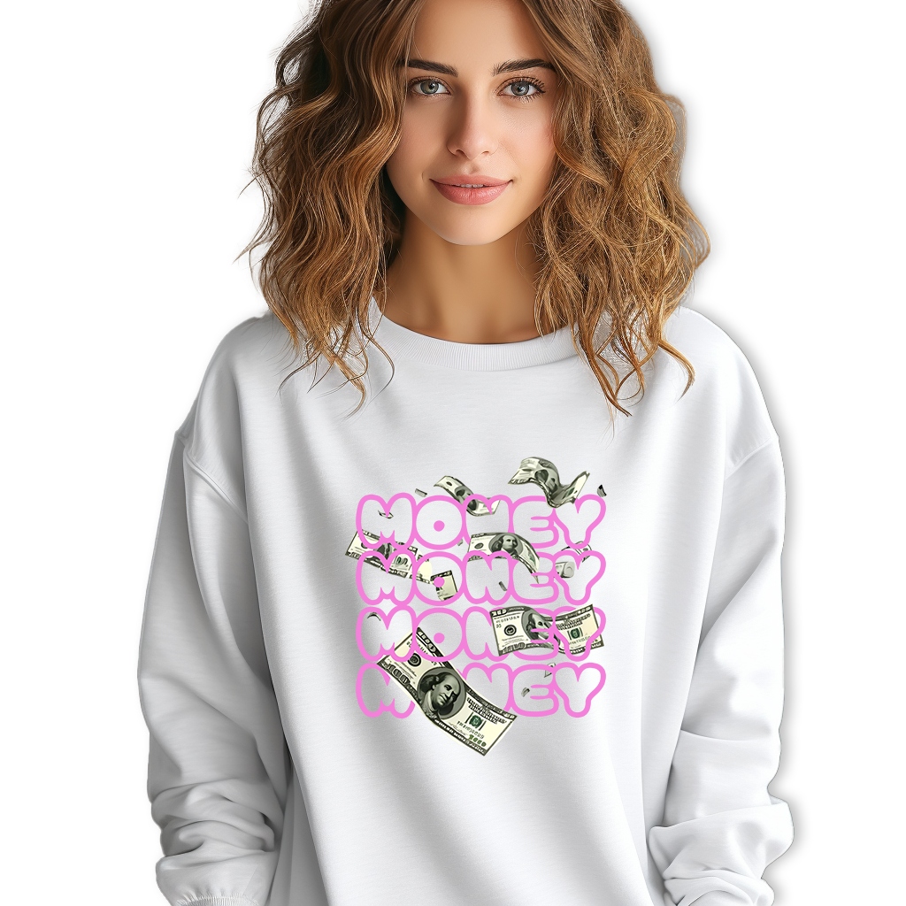 Mikina Bílá Dresová Money Money Pozitivní Trendy Stylové Vzory Velikost M
