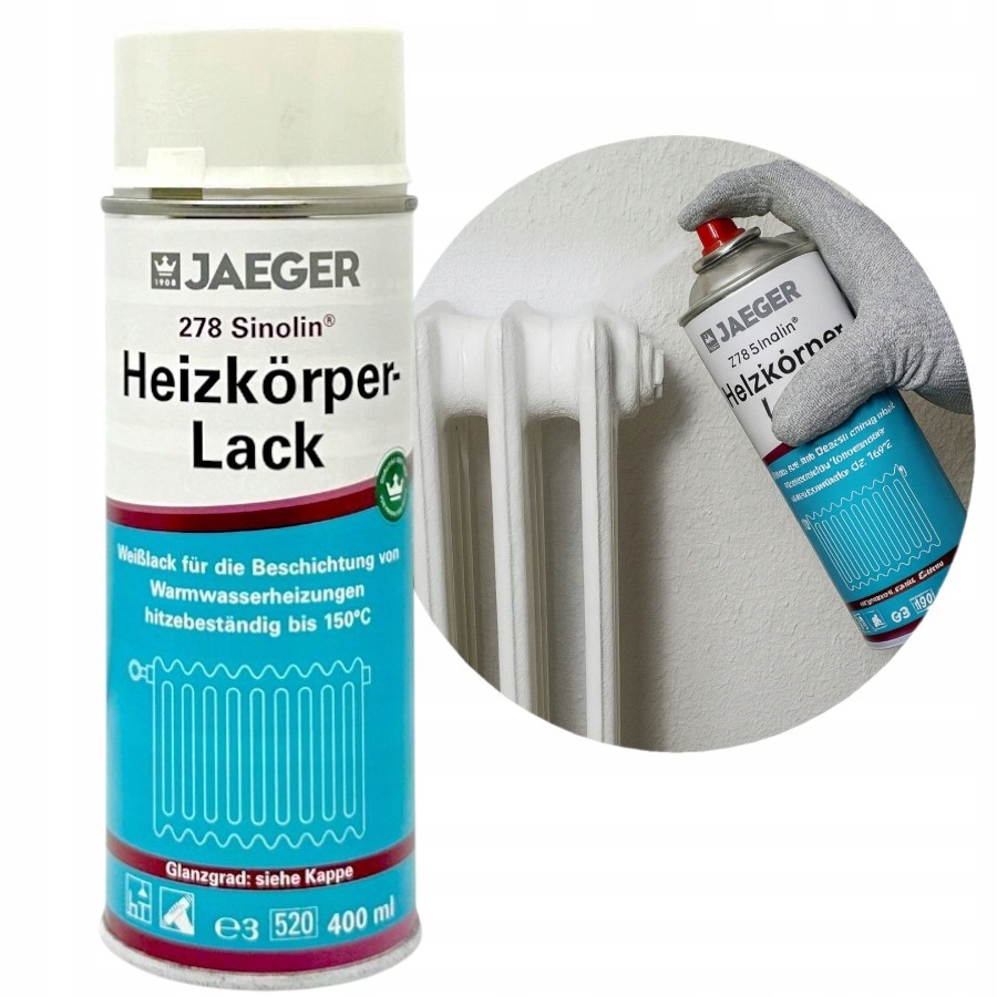 Jaeger Farba do kaloryferów grzejników Lakier Spray Biały Połysk 400ML