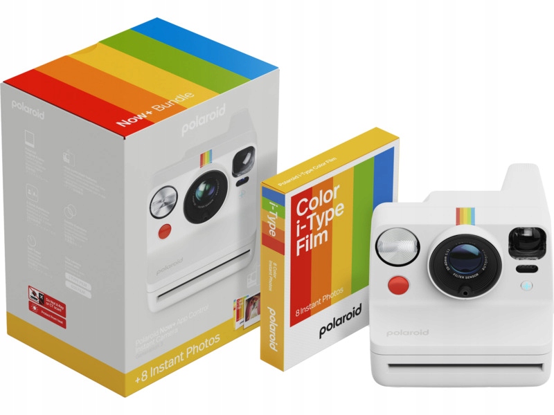 Aparat natychmiastowy Polaroid Now+ Gen 3 Biały kolorowe wkłady (8 szt.)
