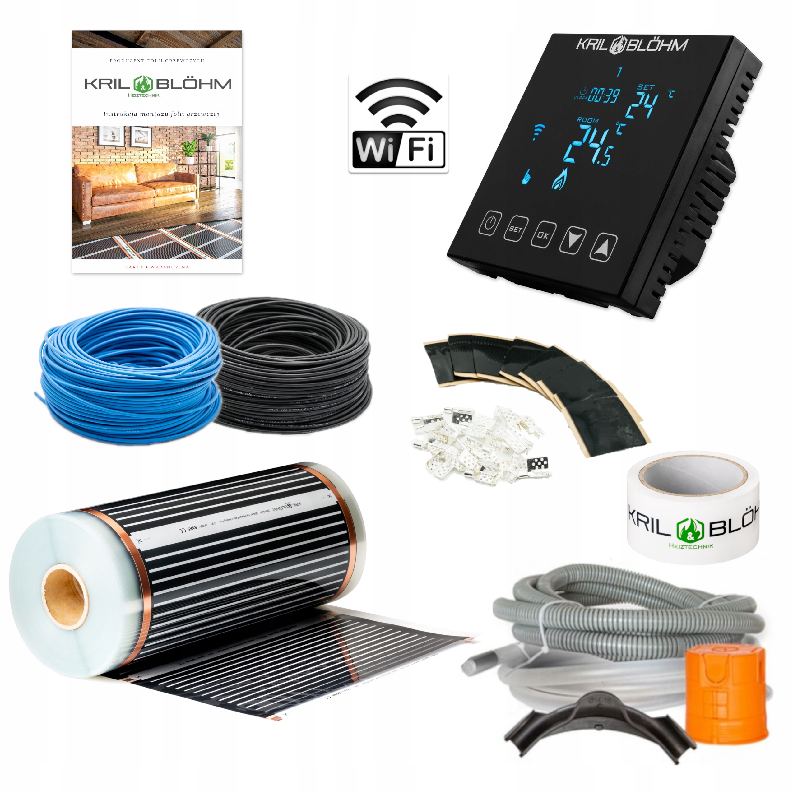 

Zestaw Folia Grzewcza 8m2 220W/m2+Zwart T-2Wi-Fi