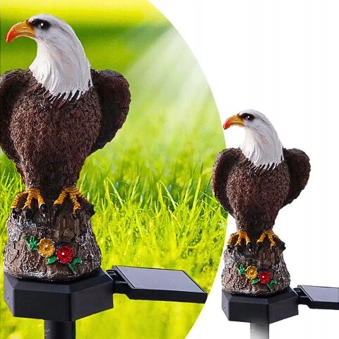 Lampa Solarna do Ogrodu Dekoracja Wbijana LED Odstraszacz Ptaków ORZEŁ