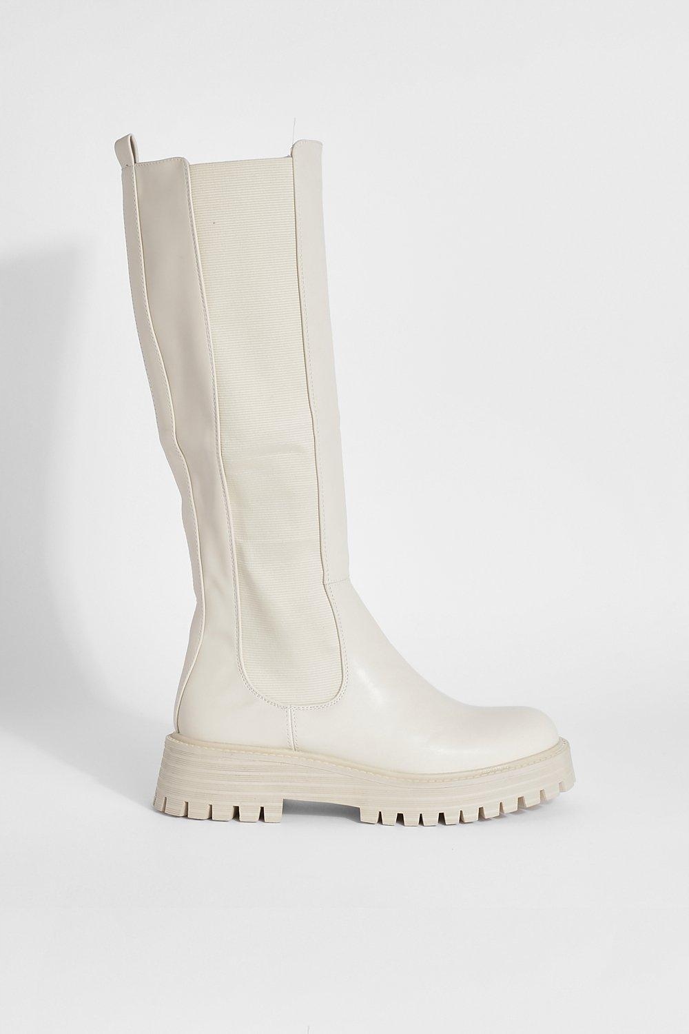 BOOHOO KREMOWE KOZAKI PLATFORMA WSTAWKA E3Q NG8__40 Rozmiar 40