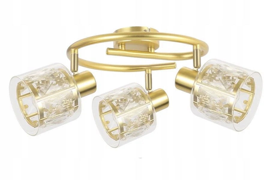 Stropní svítidlo glamour, trojité zlaté skleněné stínítko, spirála Reality