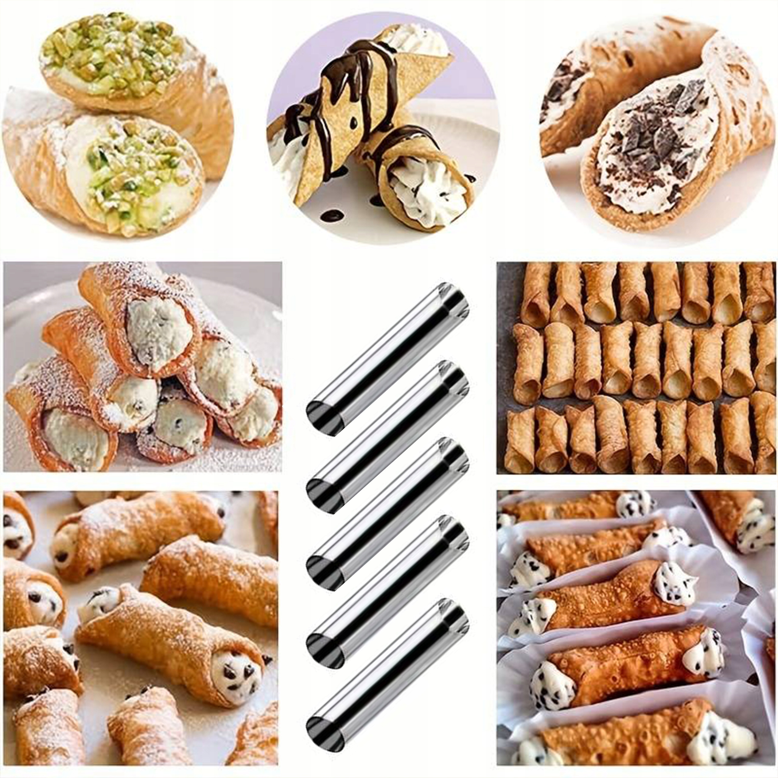 FOREMKI RURKI FORMA DO CIASTEK RUREK Z KREMEM CANNOLI GOFROWNICA 5 szt #15 Kod producenta ZL-110