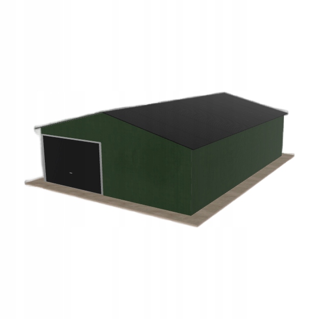Plechová garáž 6.5 x 9 m jednopolohová, dvouspádová, zelená