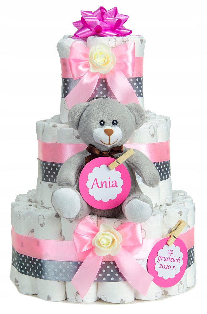 Dort z plenek Dada 4 růžový dárek k křtu baby shower k narozeninám