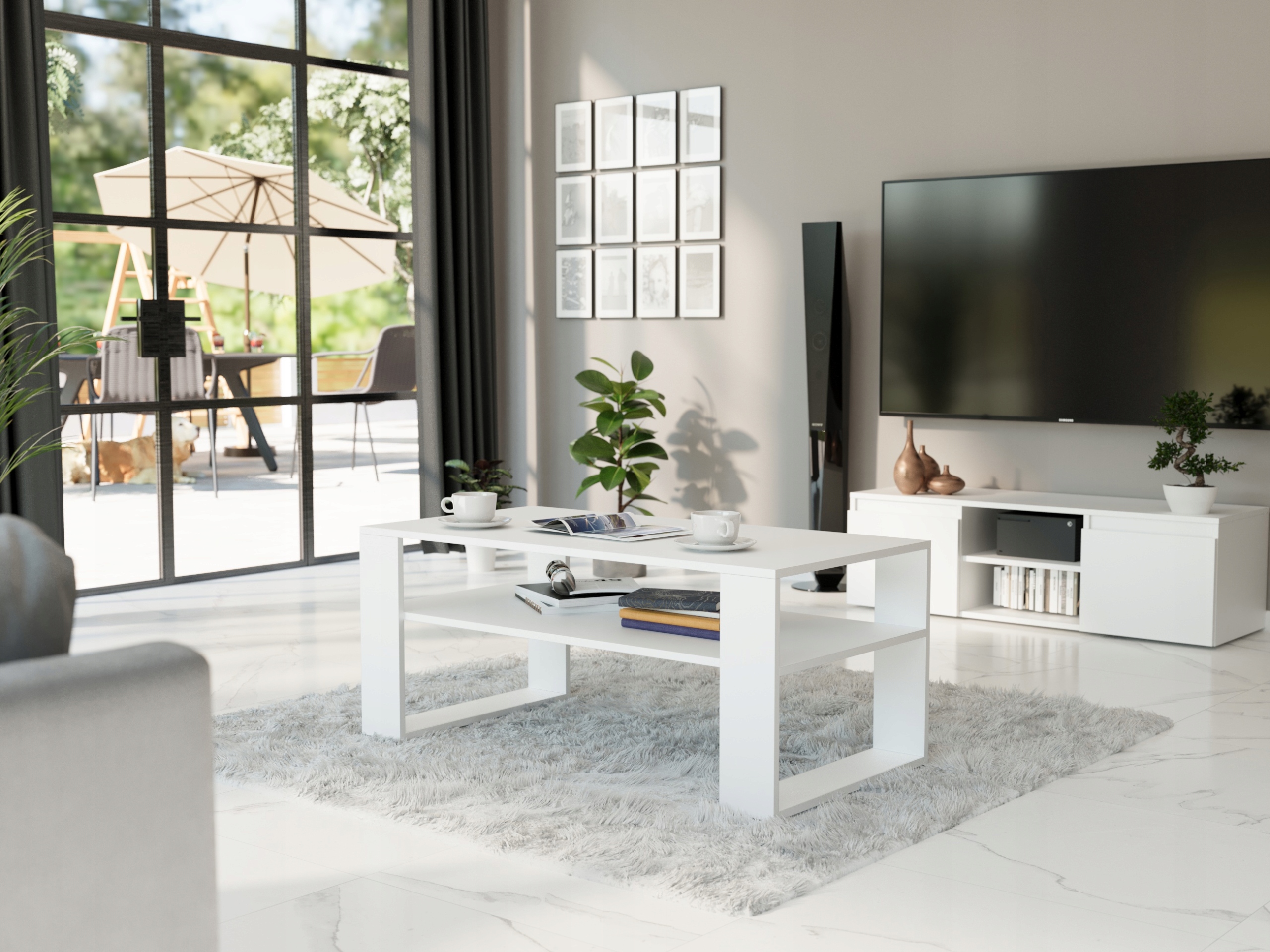 Meble Stolik kawowy ława półka biały 90x58x55cm produkt polski A-5