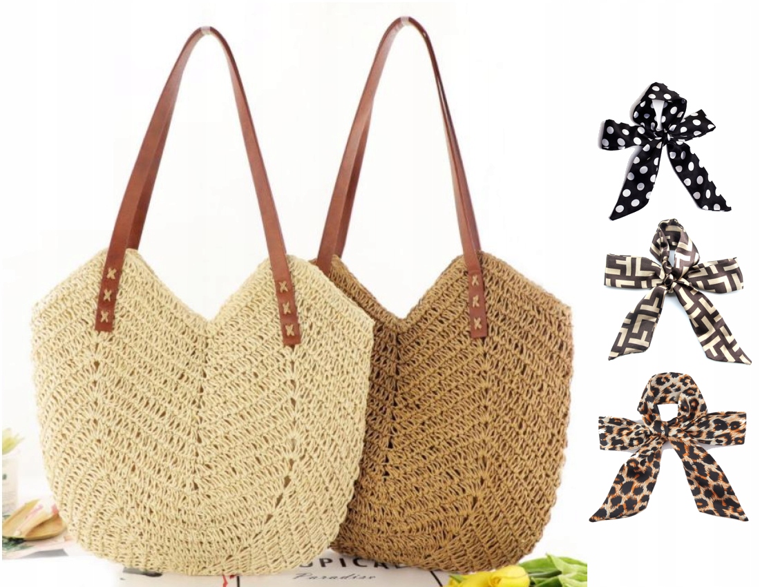 Torebka na RAMIĘ PLECIONA KOSZYK ZAPINANA BRELOK Marka bez marki