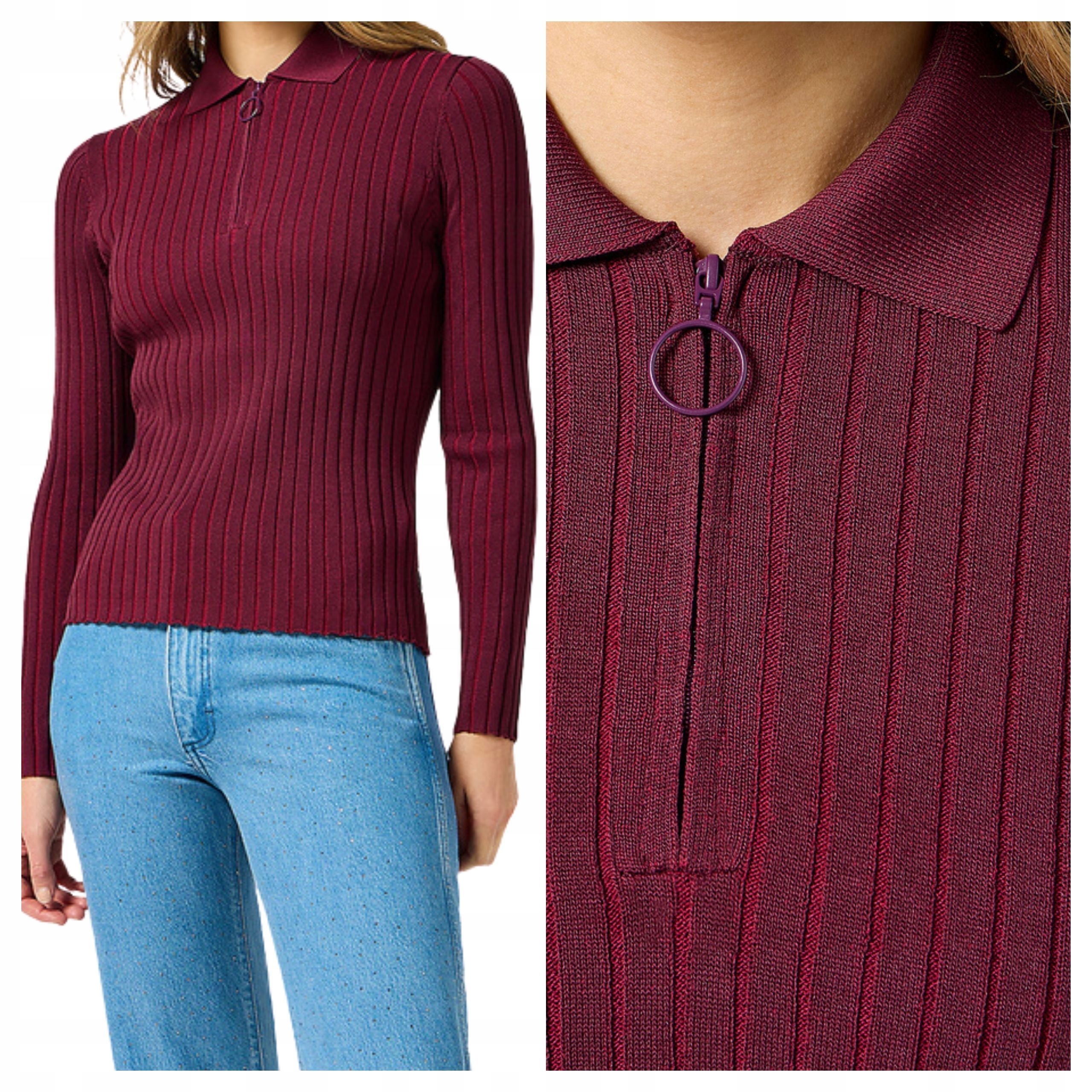 Dámský svetr Wrangler Rib Knit Polo Švestkový Pletený XL