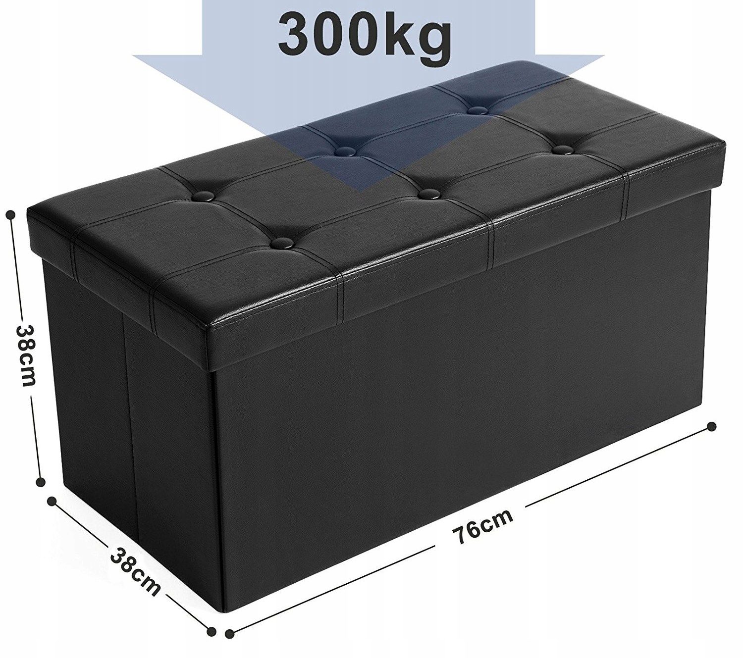 PUFA SKŁADANA ŁAWKA SKRZYNIA SCHOWEK Z SIEDZISKIEM Szerokość mebla 76.2 cm