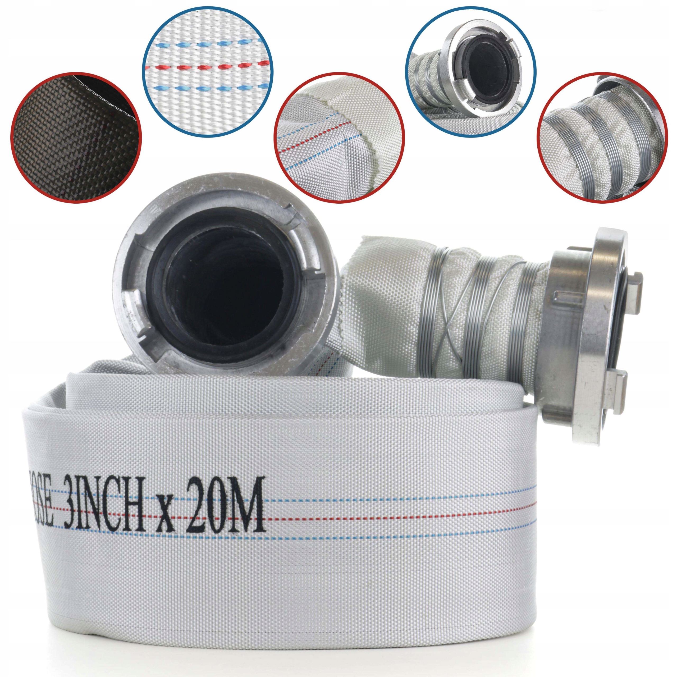 Wąż strażacki do nawadniania deszczowni pompy wody Storz 3 cale 75mm 20m W