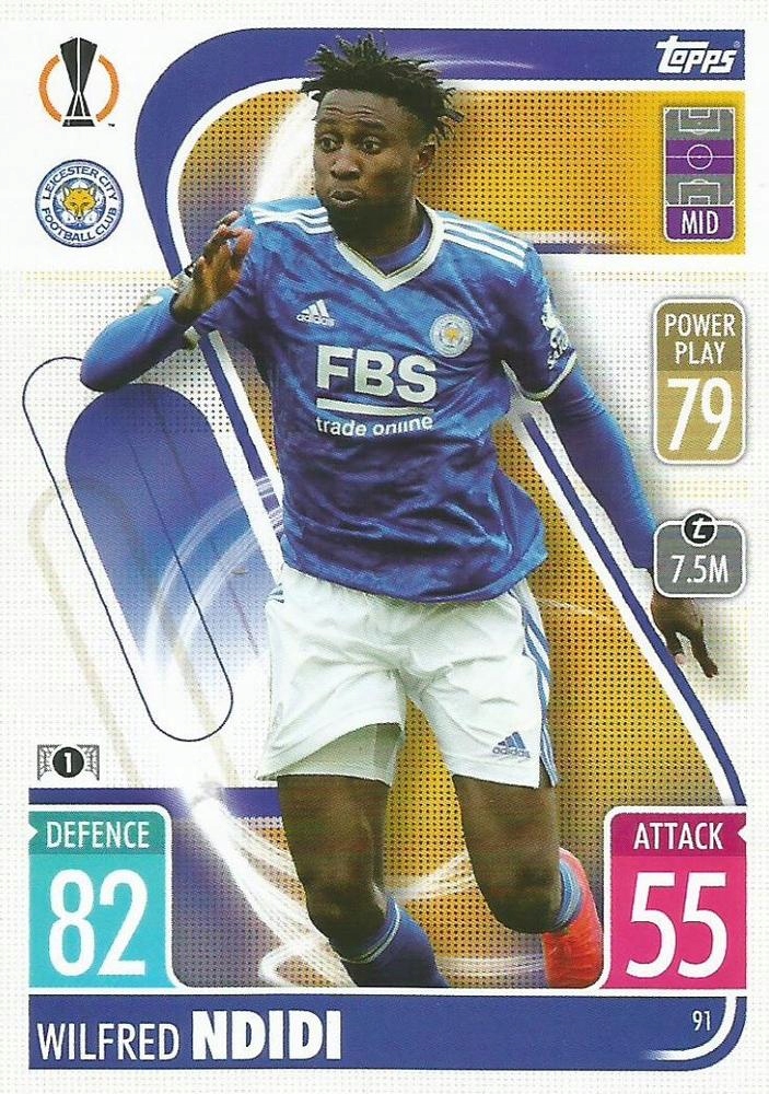 Match Attax 2021/22 91 Wilfred Ndidi Topps