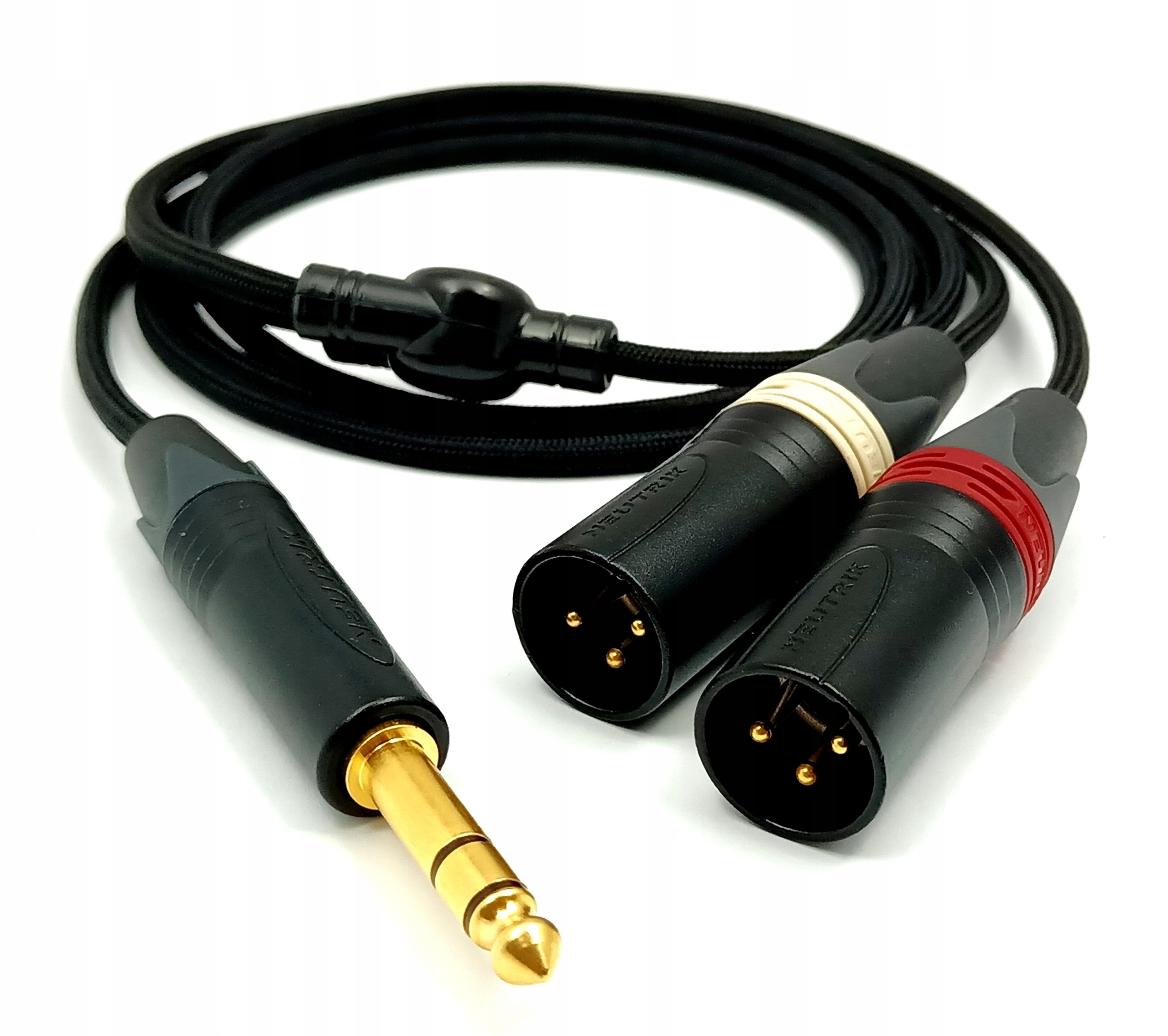 Aux kabel ručně vyrobený Aux 6,3 mm 2 x Xlr barevné opletení 1,5 m